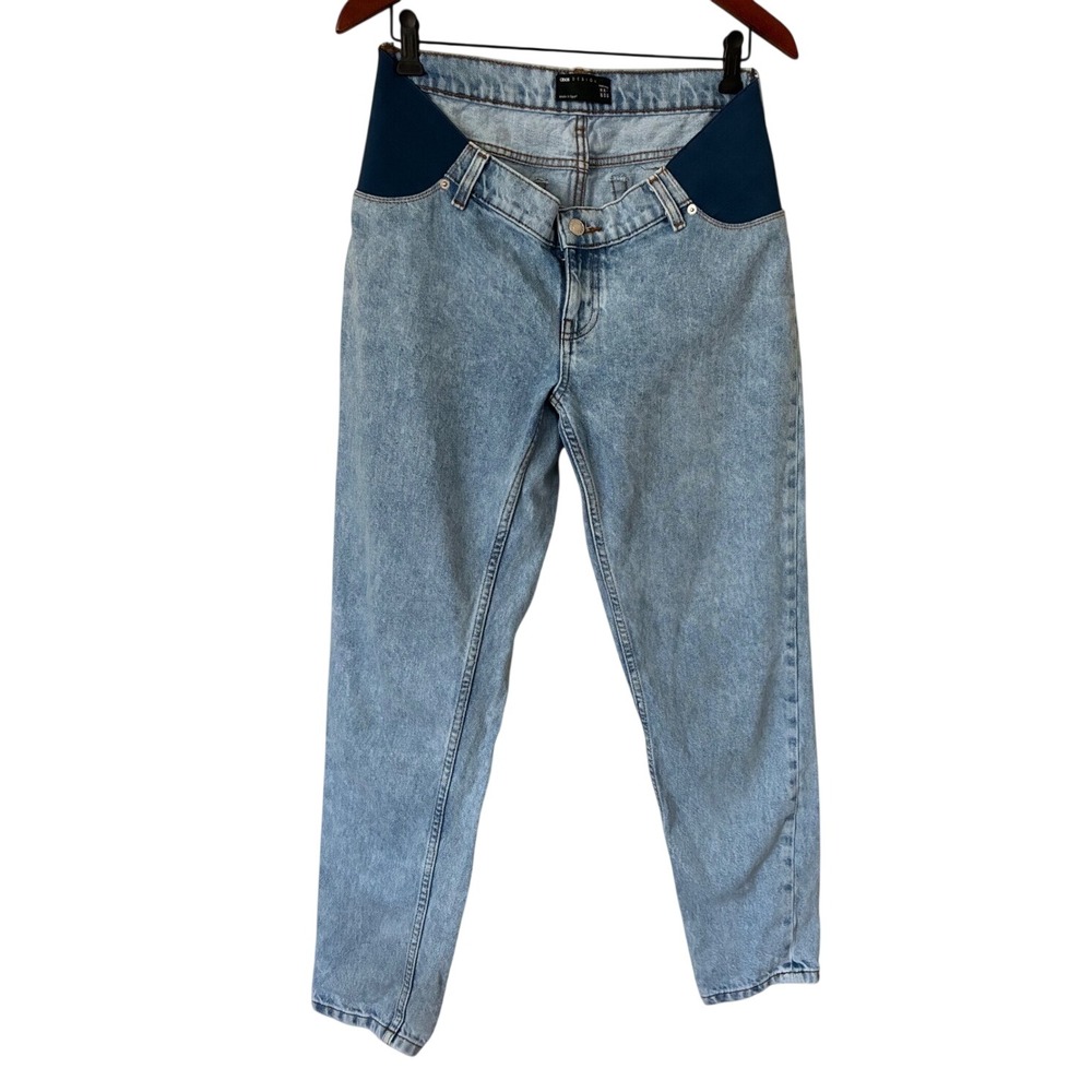 ASOS DESIGN Maternity Mom Jeans Light Wash Blue‎ Under Bump Size US 6 UK 10